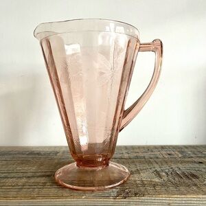 Jeanette cherry blossom pink depression glass water pitcher